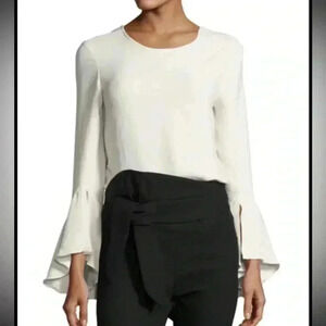 IRO Haley Bell-Sleeve V-Back Top, Ecru white.